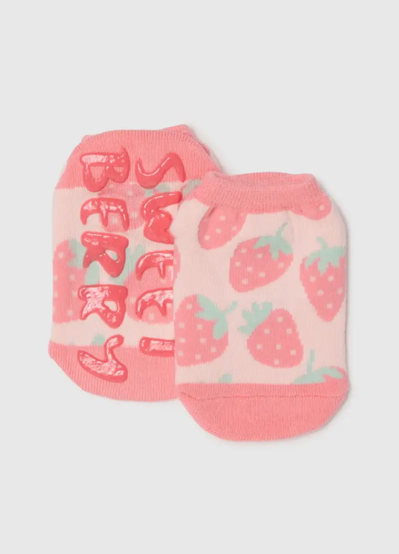 Calzini In Misto Cotone Rosa Da Bambina Regular Fit Con Fragole, Rosa