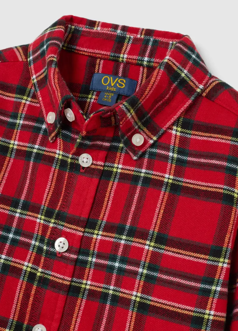 Camicia A Quadri Multicolor Da Bambino In Puro Cotone Regular Fit, Rosso miniatura 3