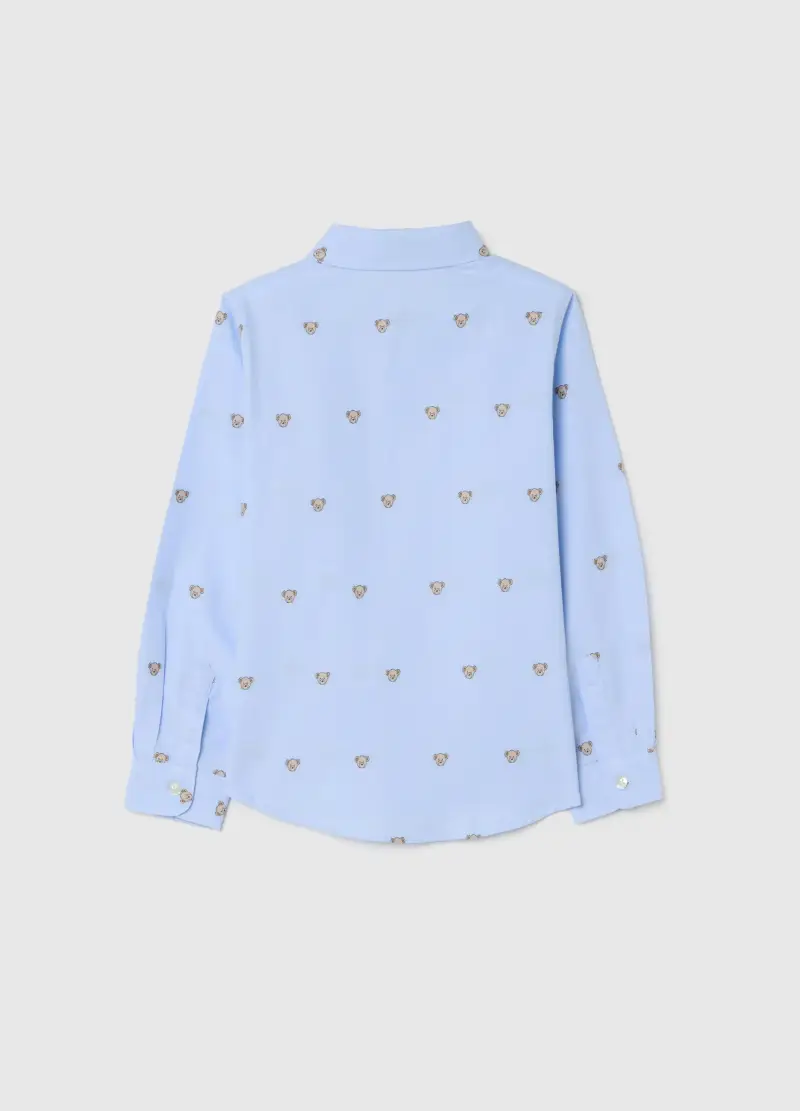 Camicia Azzurra In Cotone A Maniche Lunghe, Bambino, Azzurro miniatura 2