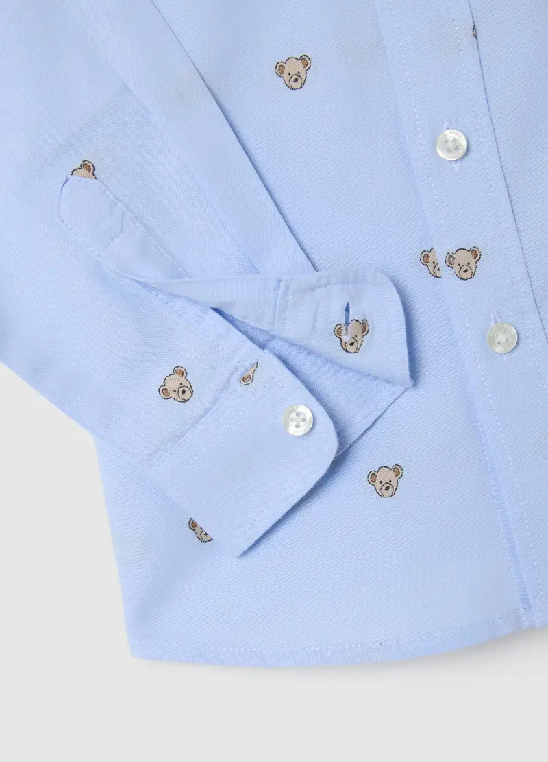 Camicia Azzurra In Cotone A Maniche Lunghe, Bambino, Azzurro miniatura 3