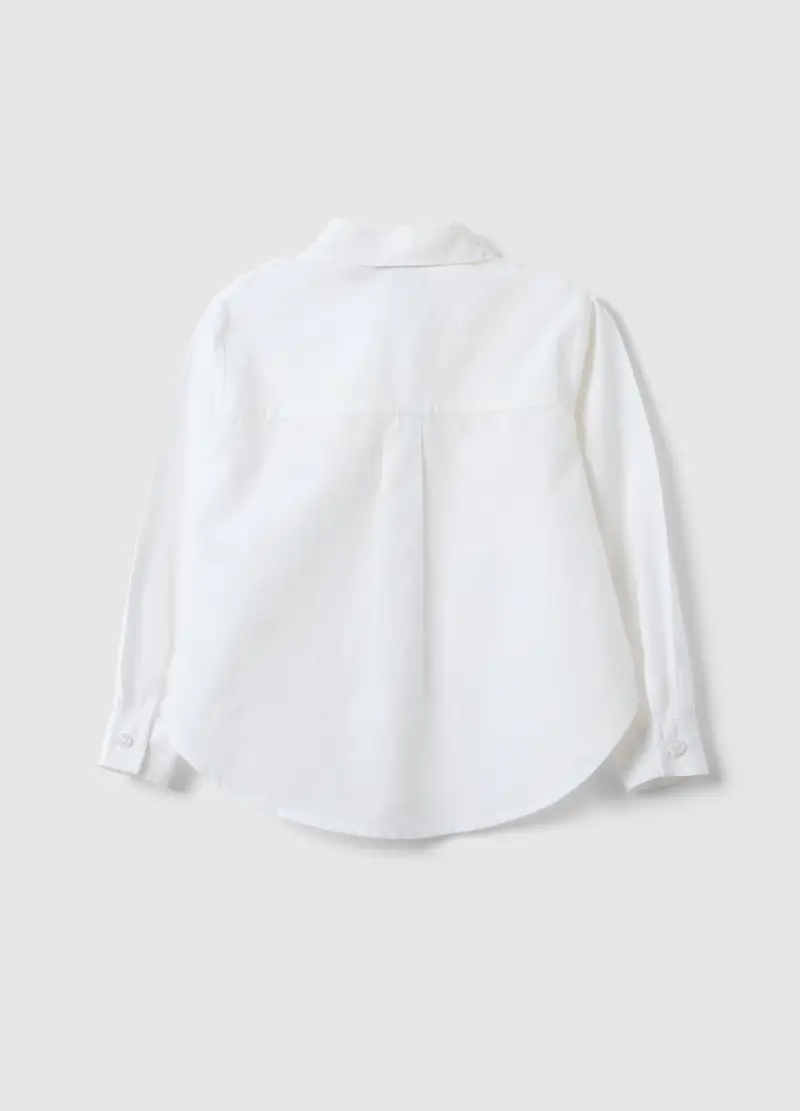 Camicia Bianca Da Bambina A Maniche Lunghe In Puro Cotone, Bianco miniatura 2