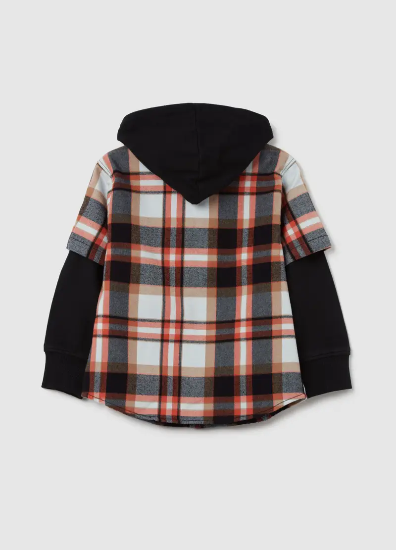 Camicia Check Con Cappuccio In Felpa, Bambino, Multicolor miniatura 2