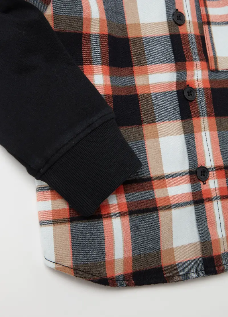 Camicia Check Con Cappuccio In Felpa, Bambino, Multicolor miniatura 3