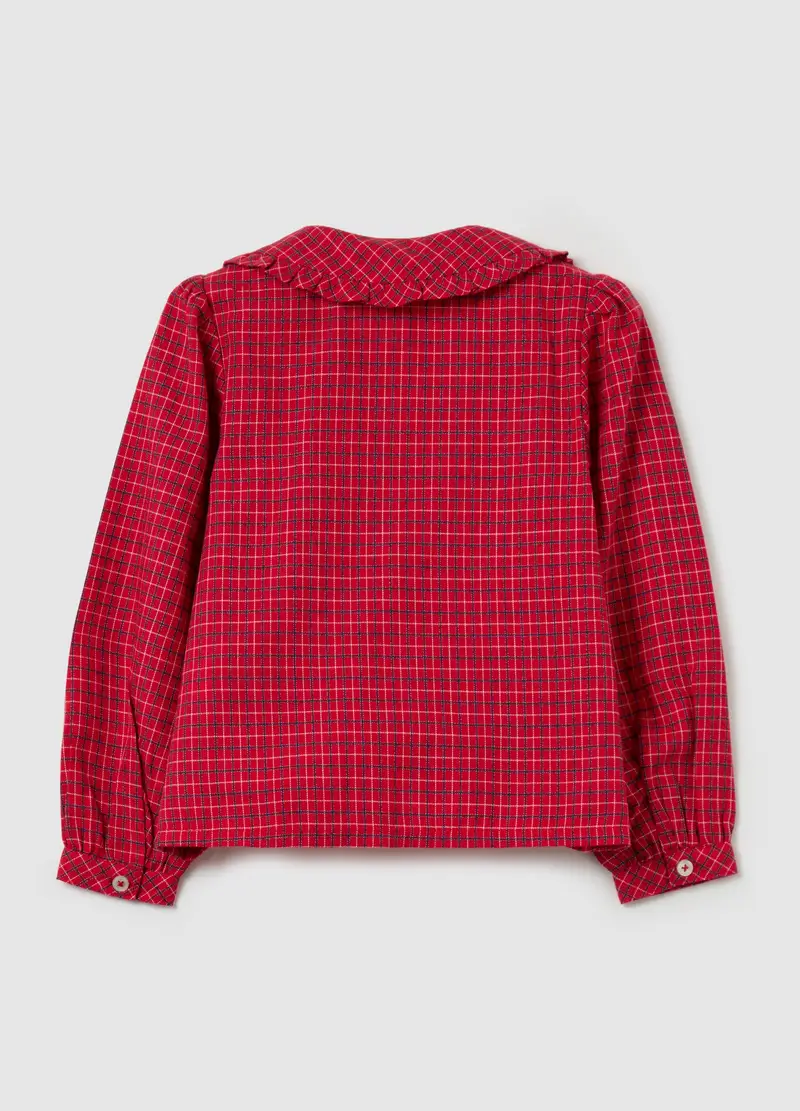 Camicia Check Con Colletto Peter Pan, Bambina, Rosso miniatura 2