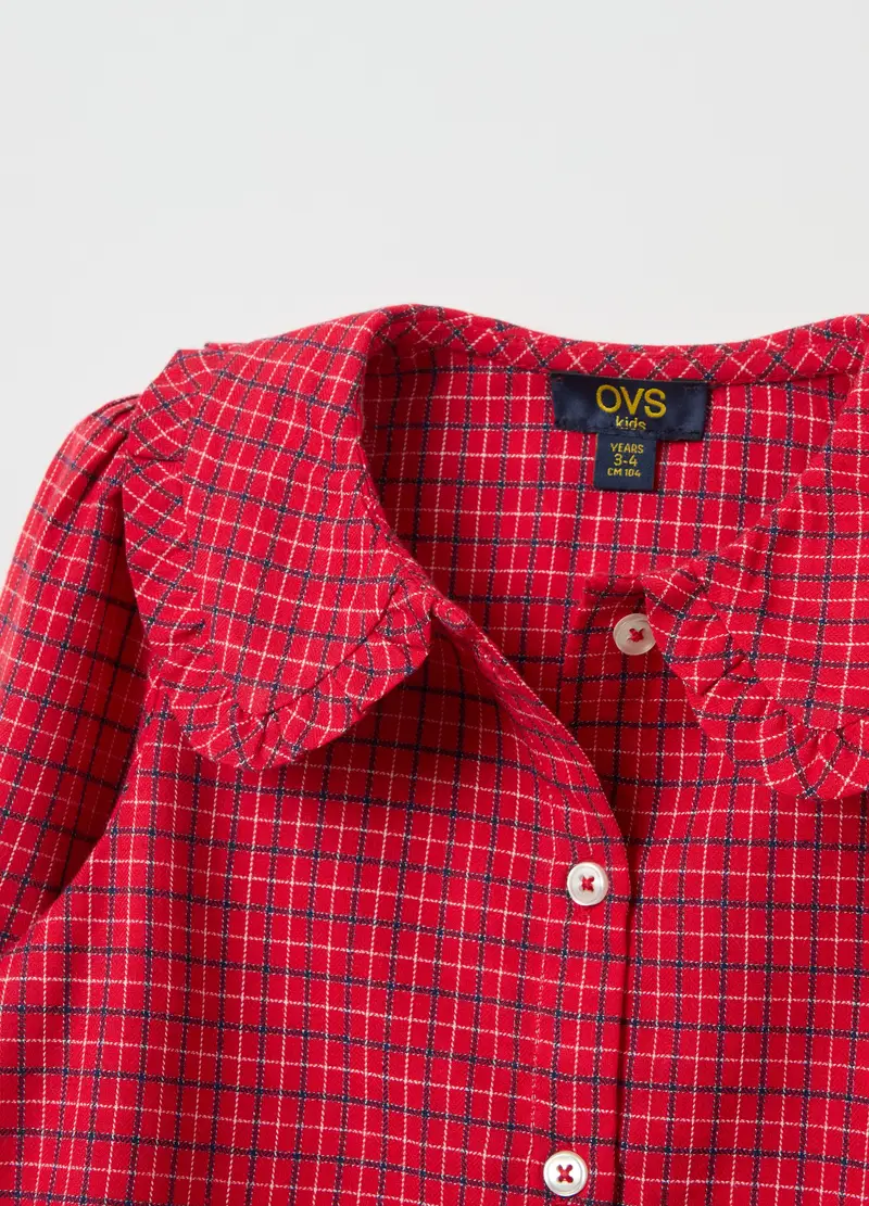 Camicia Check Con Colletto Peter Pan, Bambina, Rosso miniatura 3