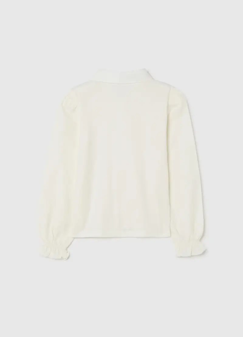 Camicia Da Bambina In Cotone Elasticizzato Bianca Regular Fit, Bianco miniatura 2