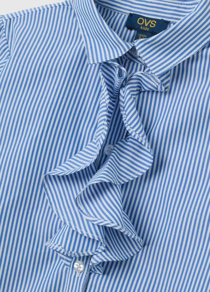 Camicia Da Bambina In Misto Cotone Multicolor Regular Fit Con Volant, Multicolor miniatura 3