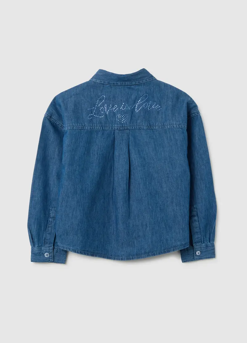 Camicia Da Bambina In Puro Cotone Denim Regular Fit, Denim miniatura 2