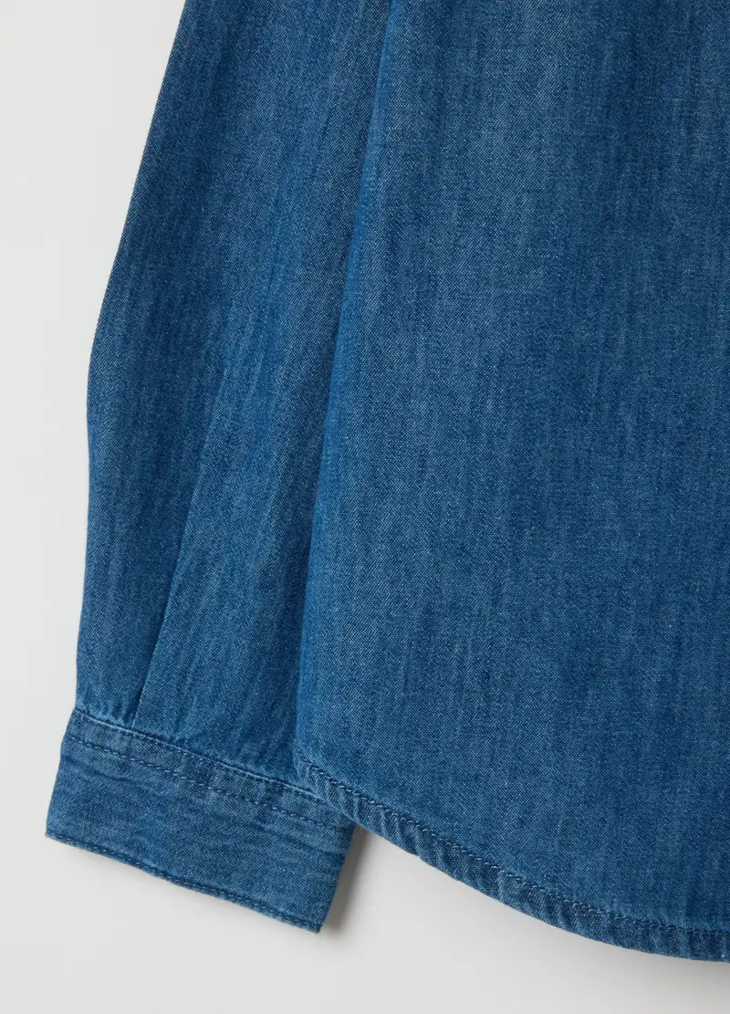 Camicia Da Bambina In Puro Cotone Denim Regular Fit, Denim miniatura 3