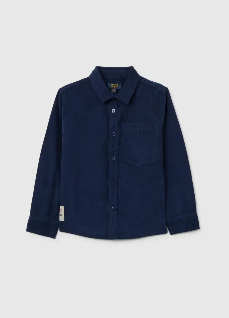 Camicia Da Bambino In Puro Cotone Blu Regular Fit, Blu