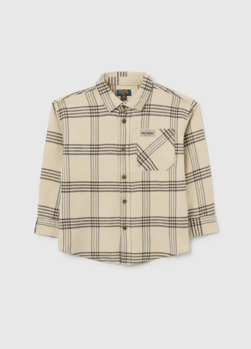 Camicia Da Bambino In Puro Cotone E Flanella Multicolor Vestibilità Over, Multicolor