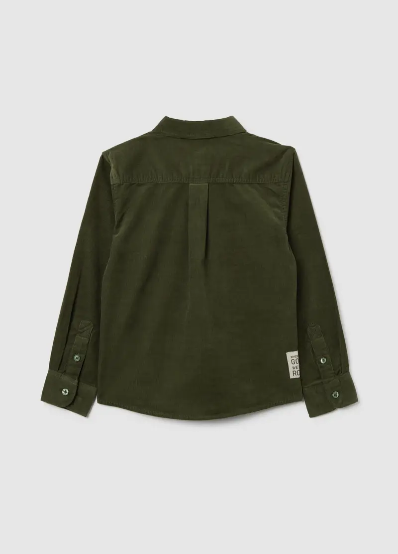 Camicia Da Bambino In Puro Cotone Verde Regular Fit, Verde miniatura 2