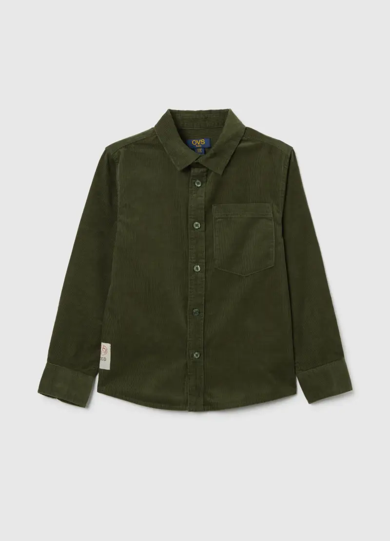 Camicia Da Bambino In Puro Cotone Verde Regular Fit, Verde