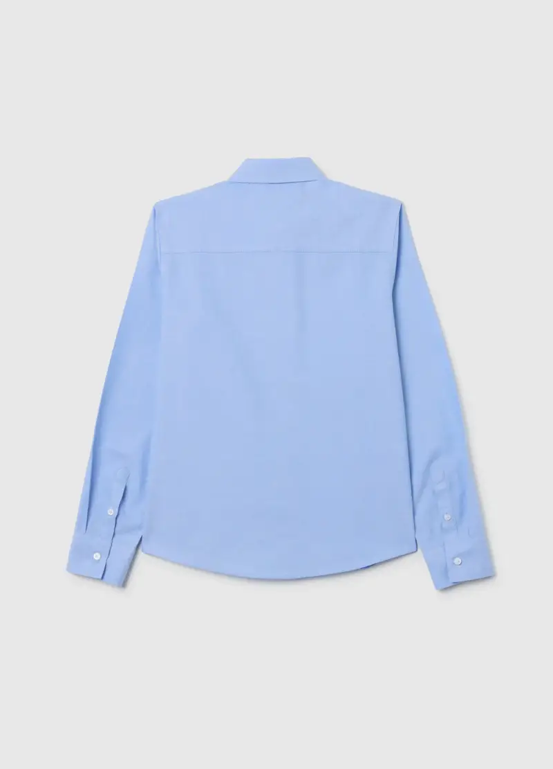 Camicia Da Ragazzo In Puro Cotone Azzurra Regular Fit, Bambino, Azzurro miniatura 2