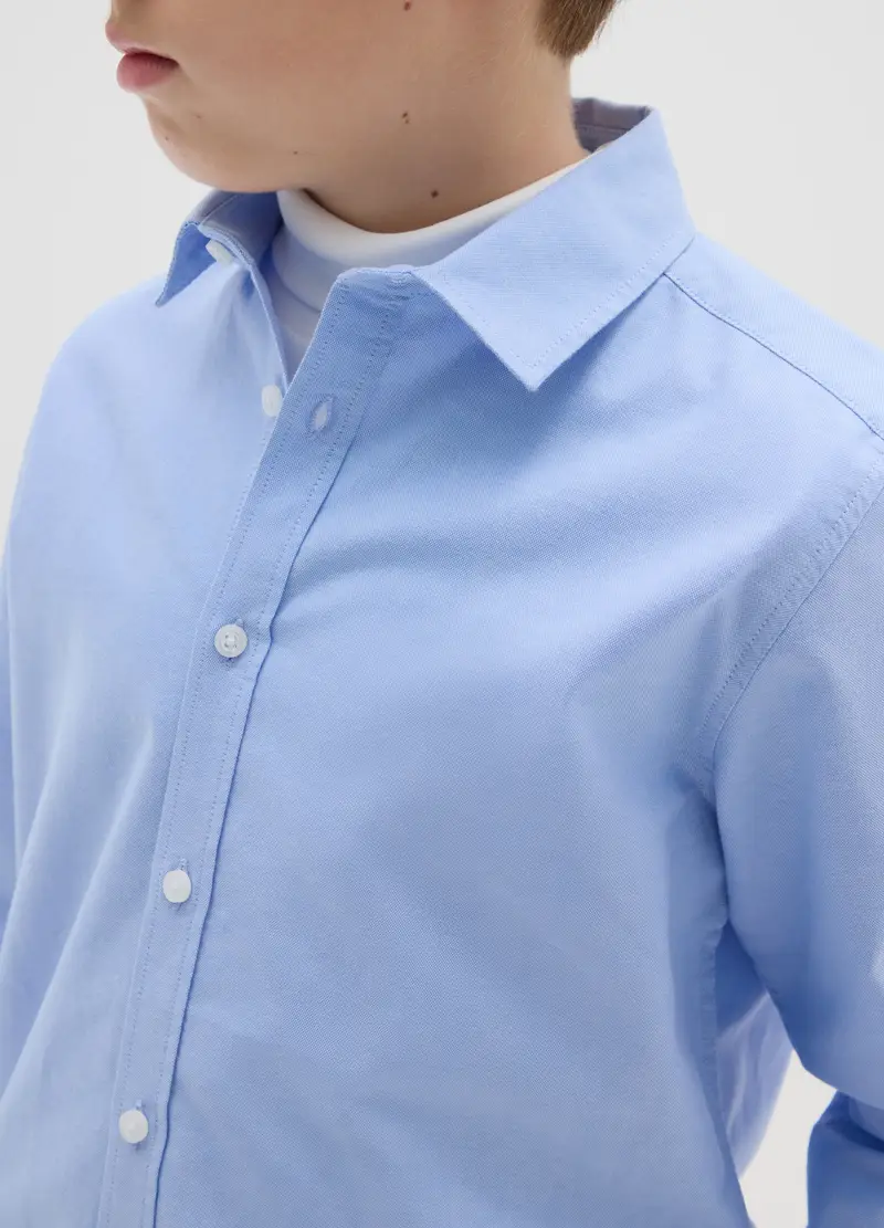 Camicia Da Ragazzo In Puro Cotone Azzurra Regular Fit, Bambino, Azzurro miniatura 3