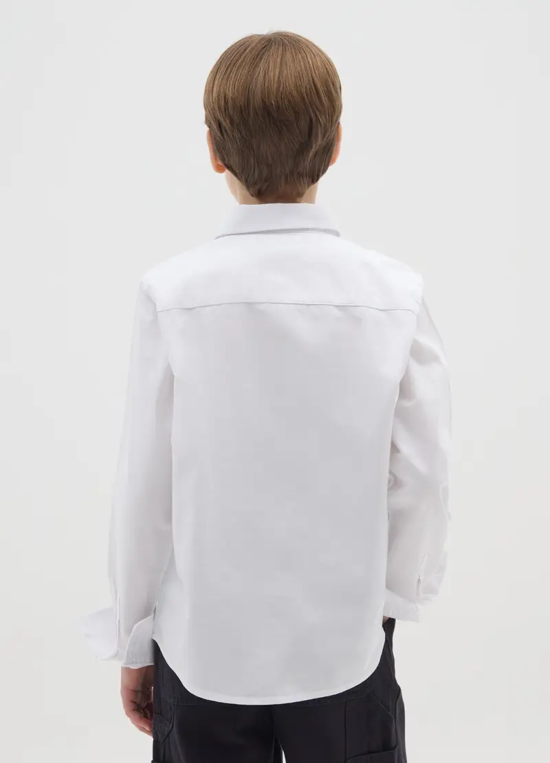 Camicia Da Ragazzo In Puro Cotone Bianca Regular Fit, Bambino, Bianco miniatura 2