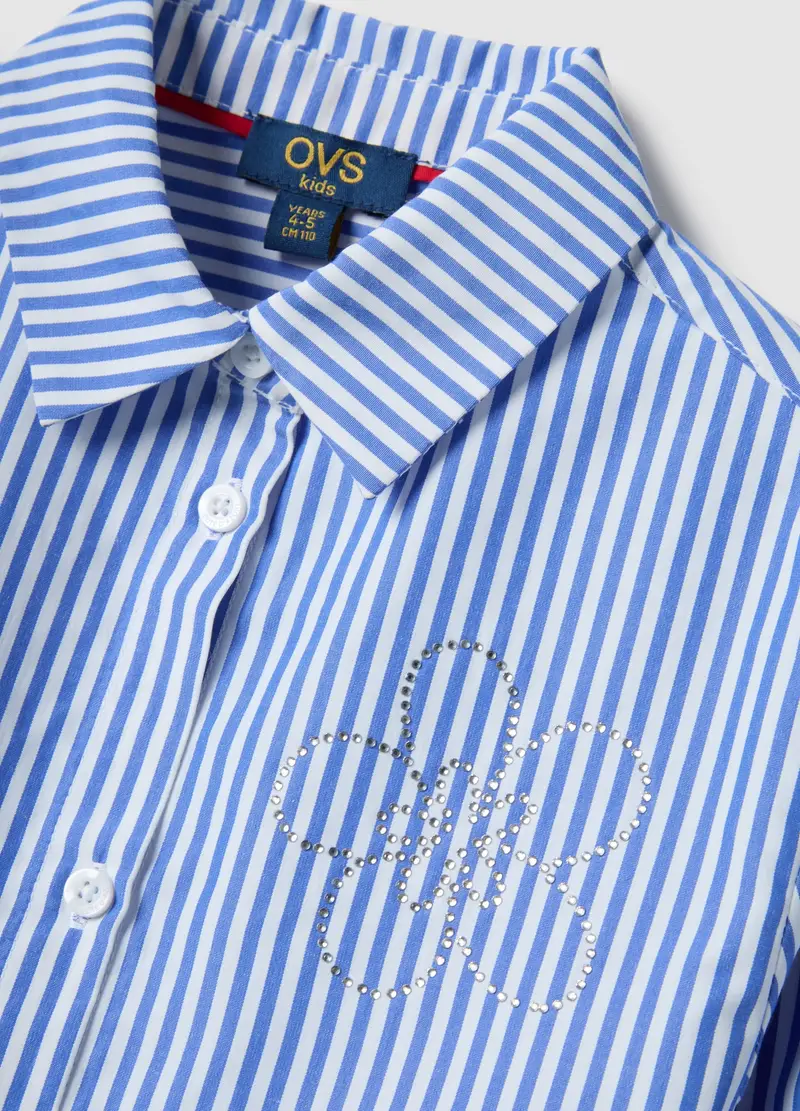 Camicia In Cotone A Righe Multicolor Da Bambina Regular Fit, Multicolor miniatura 3