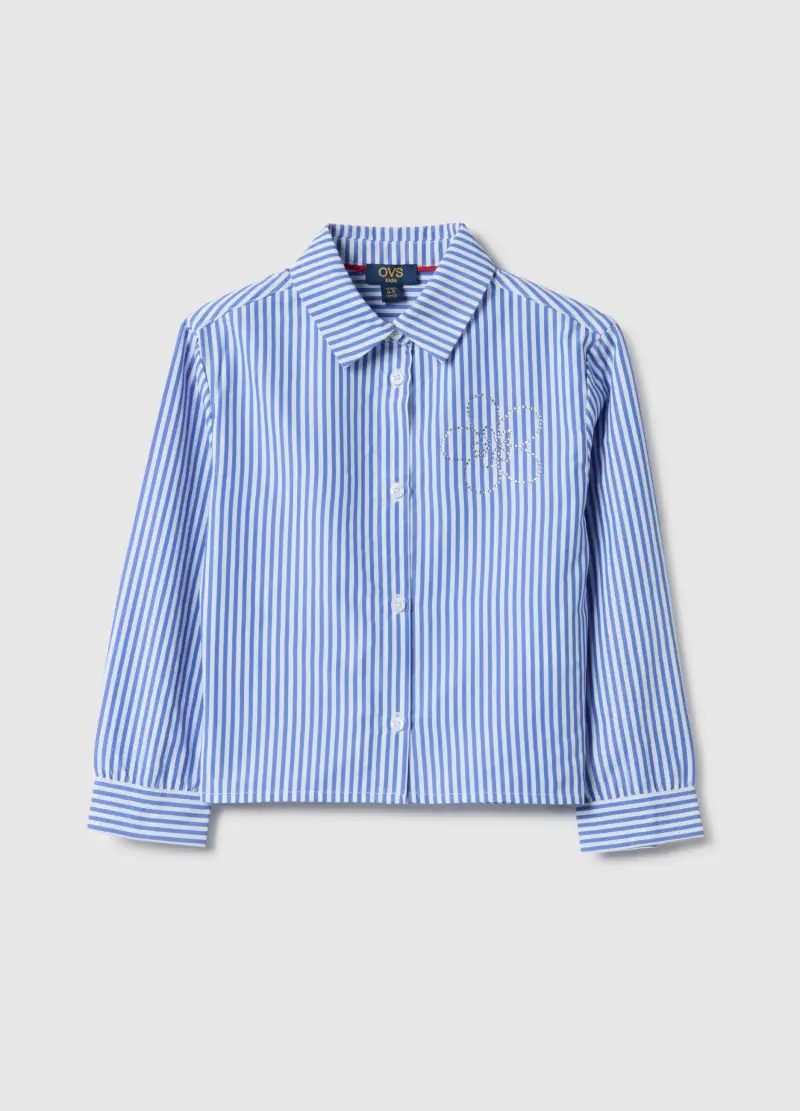 Camicia In Cotone A Righe Multicolor Da Bambina Regular Fit, Multicolor