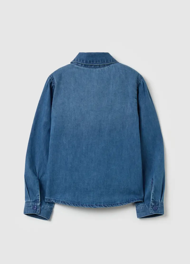 Camicia In Denim Con Ricamo Floreale, Bambina, Denim miniatura 2
