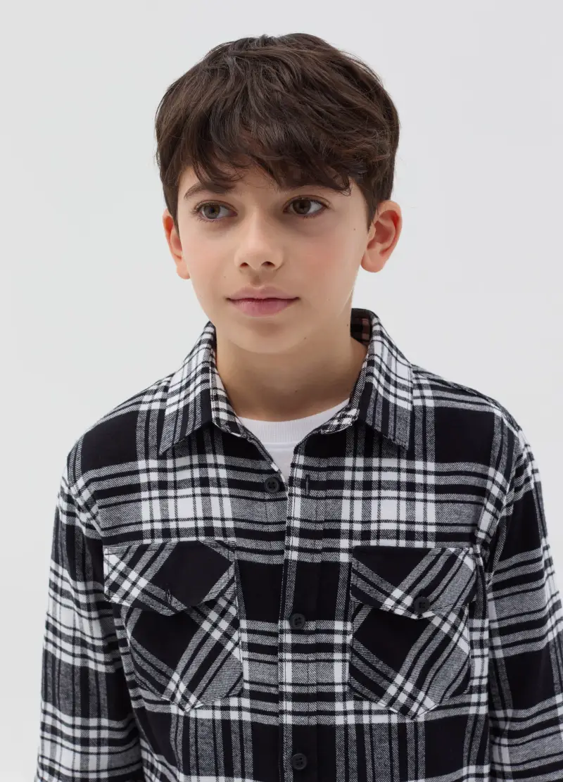 Camicia In Flanella Con Fantasia Check, Bambino, Multicolor miniatura 2
