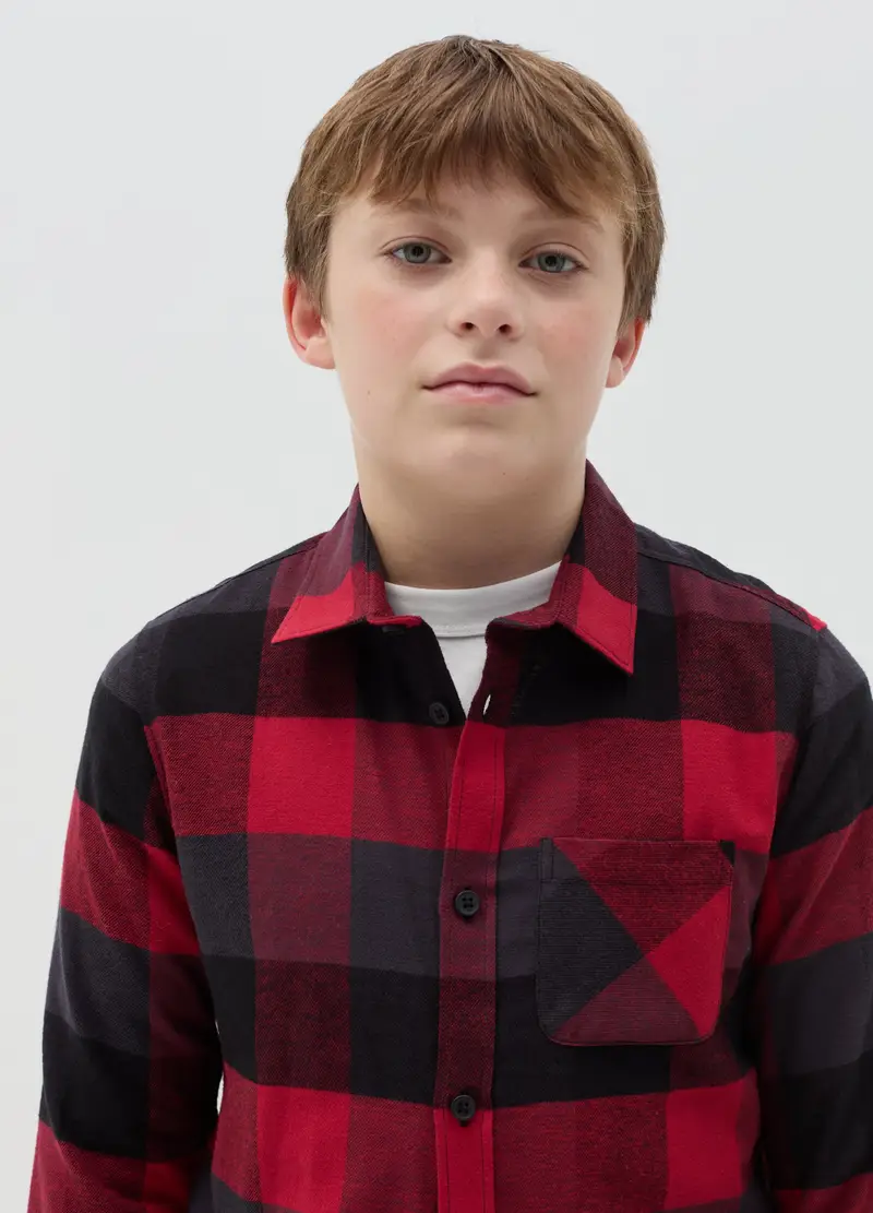 Camicia In Flanella Con Fantasia Check, Bambino, Multicolor miniatura 2