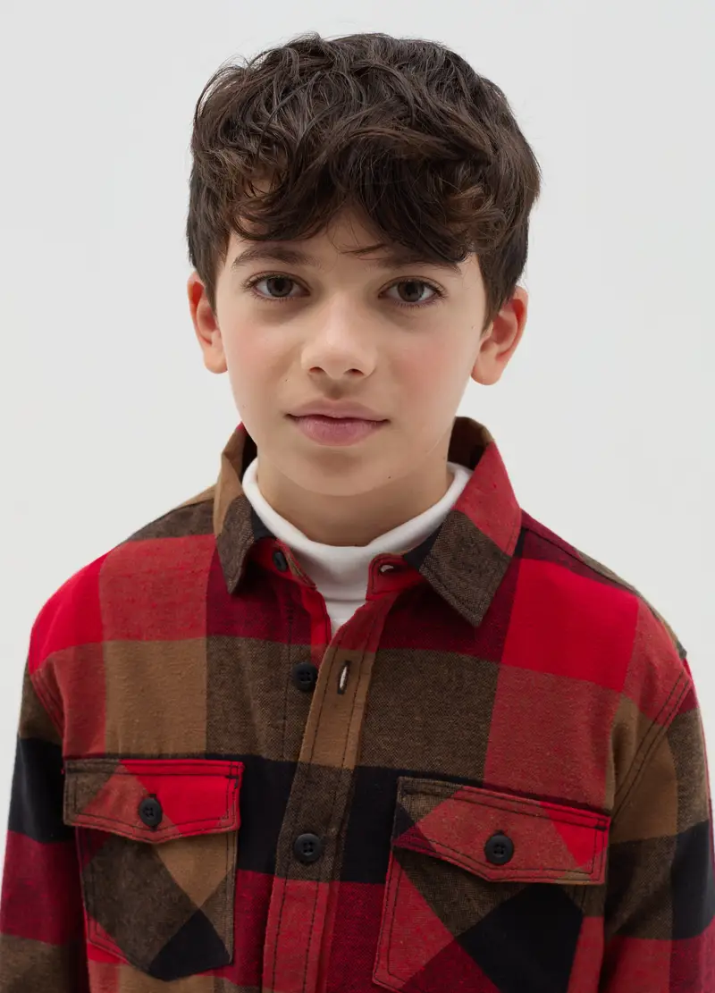 Camicia In Flanella Con Inserti In Denim, Bambino, Multicolor miniatura 2