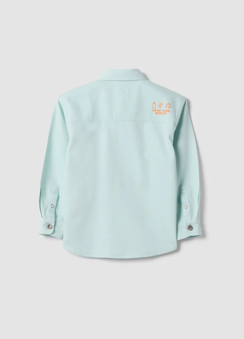 Camicia In Misto Cotone Azzurra Da Bambino Oversize Fit, Azzurro miniatura 2