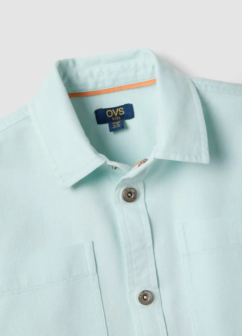 Camicia In Misto Cotone Azzurra Da Bambino Oversize Fit, Azzurro miniatura 3