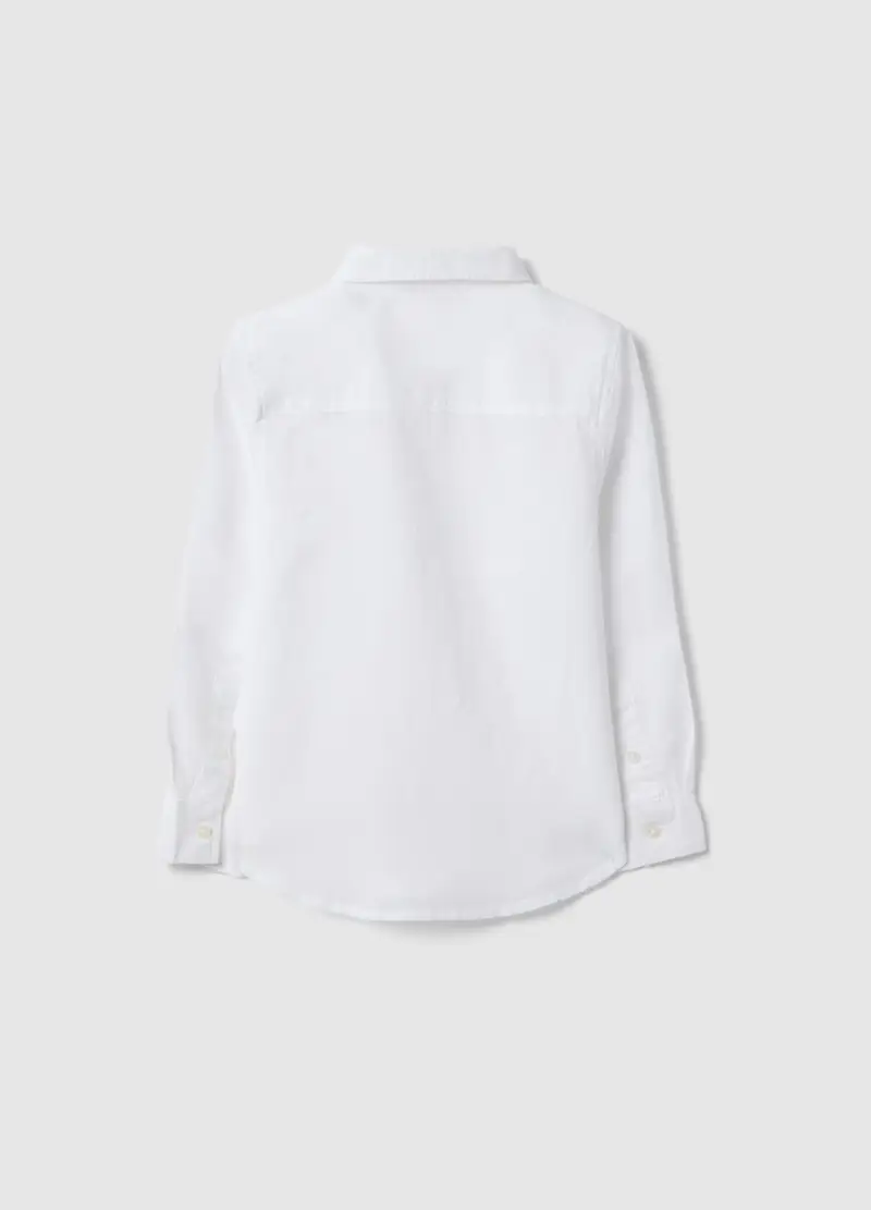 Camicia In Misto Lino E Cotone Bianca Da Bambino Regular Fit, Bianco miniatura 2