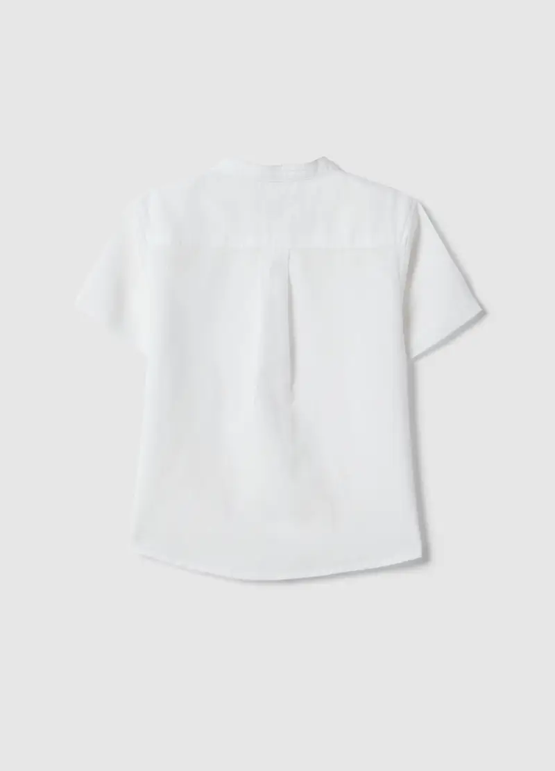 Camicia In Misto Lino E Cotone Bianca Da Bambino Regular Fit, Bianco miniatura 2