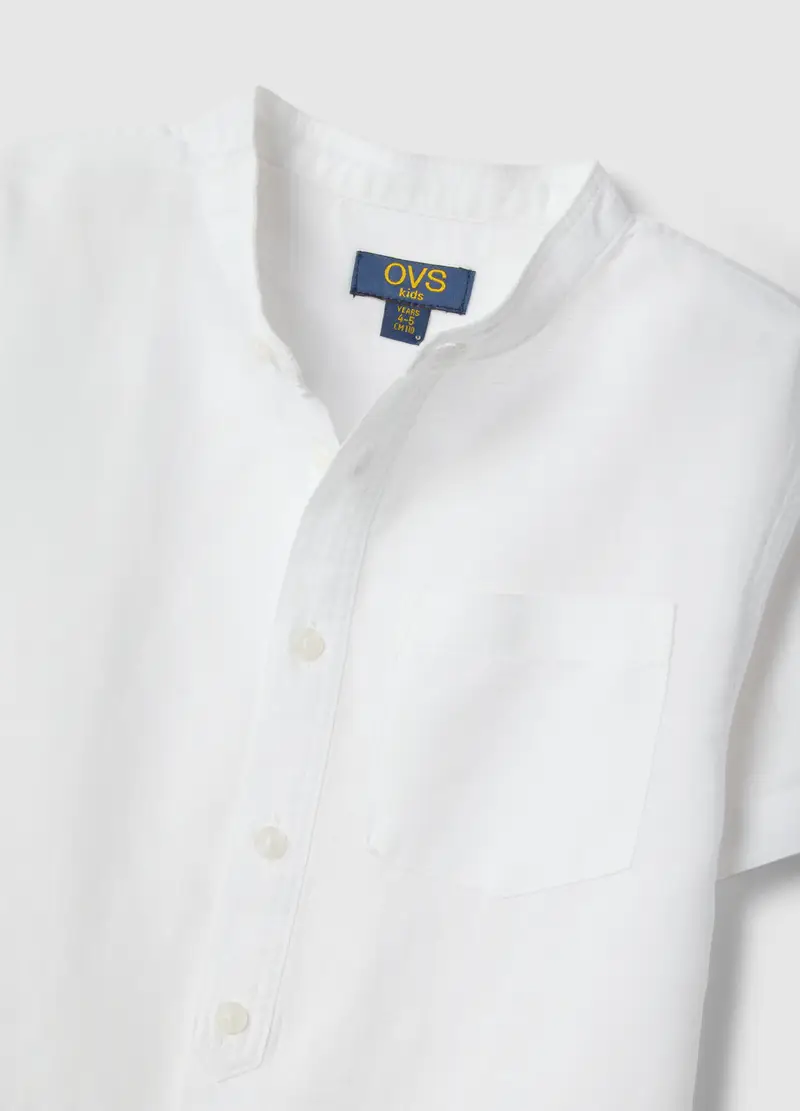 Camicia In Misto Lino E Cotone Bianca Da Bambino Regular Fit, Bianco miniatura 3