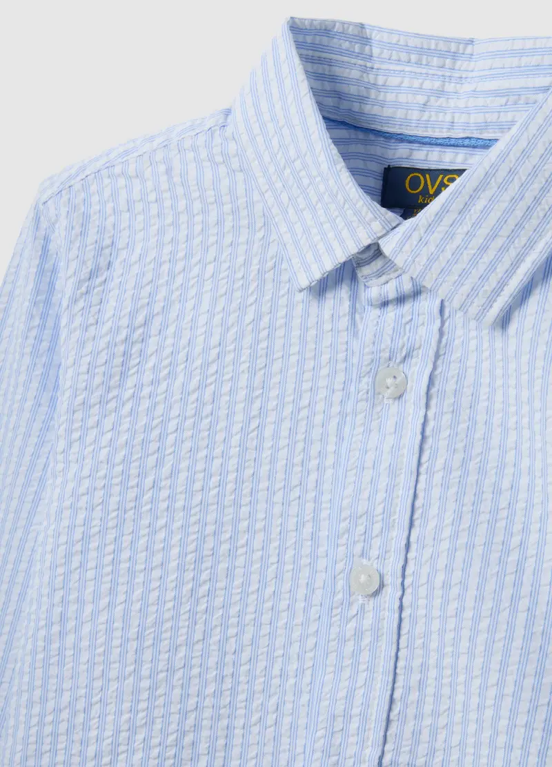 Camicia In Puro Cotone A Righe Multicolor Da Bambino Regular Fit, Multicolor miniatura 3