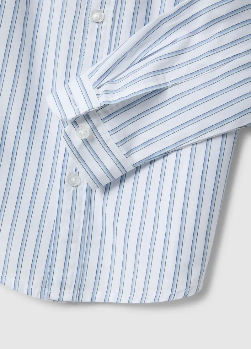 Camicia In Puro Cotone A Righe Multicolor Da Bambino Regular Fit, Multicolor miniatura 3