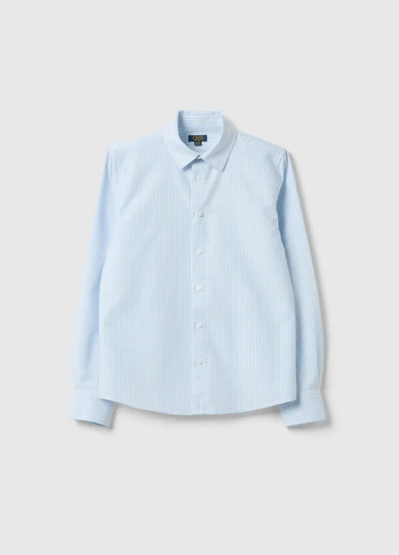 Camicia In Puro Cotone A Righe Multicolor Da Ragazzo Regular Fit, Bambino, Multicolor