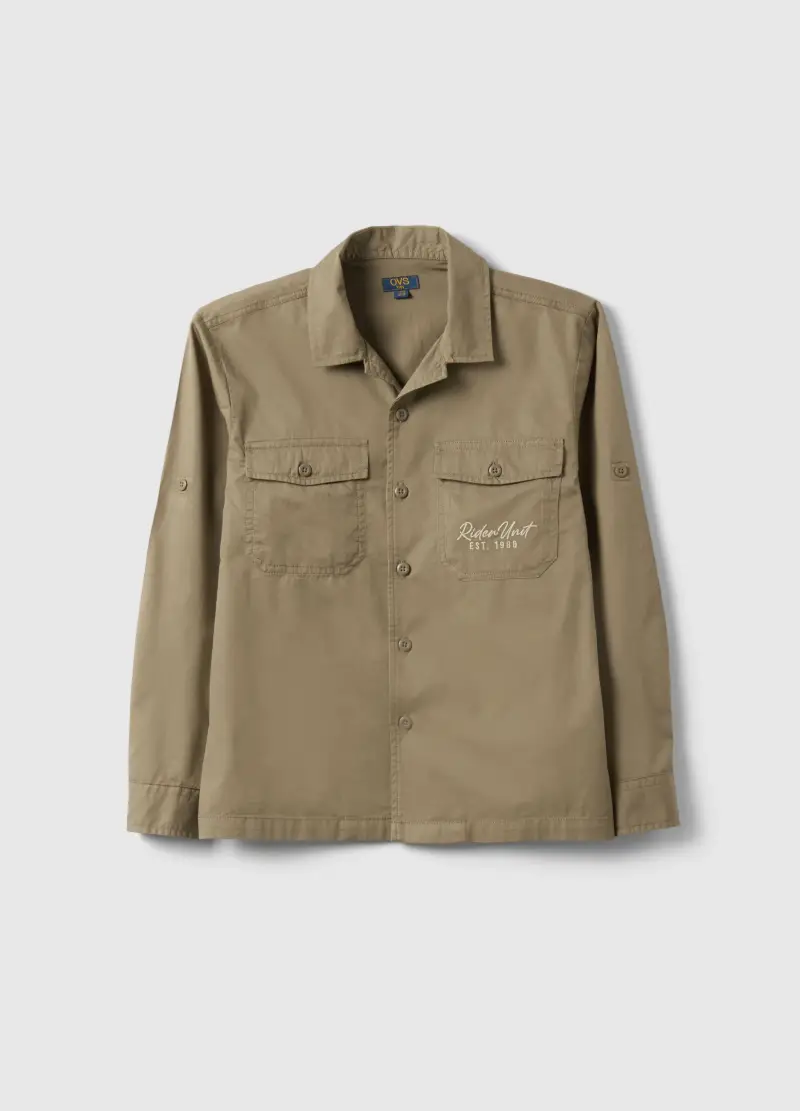 Camicia In Puro Cotone Beige Oversize Fit Da Ragazzo, Bambino, Beige