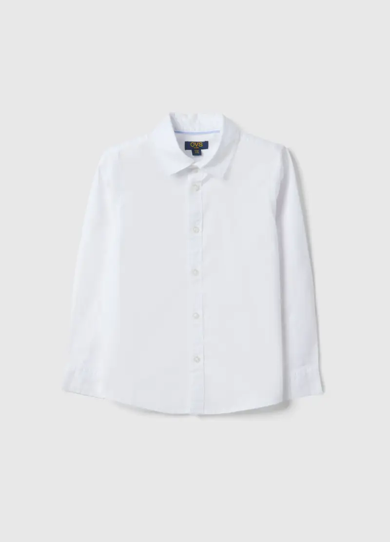 Camicia In Puro Cotone Bianca Da Bambino Regular Fit, Bianco