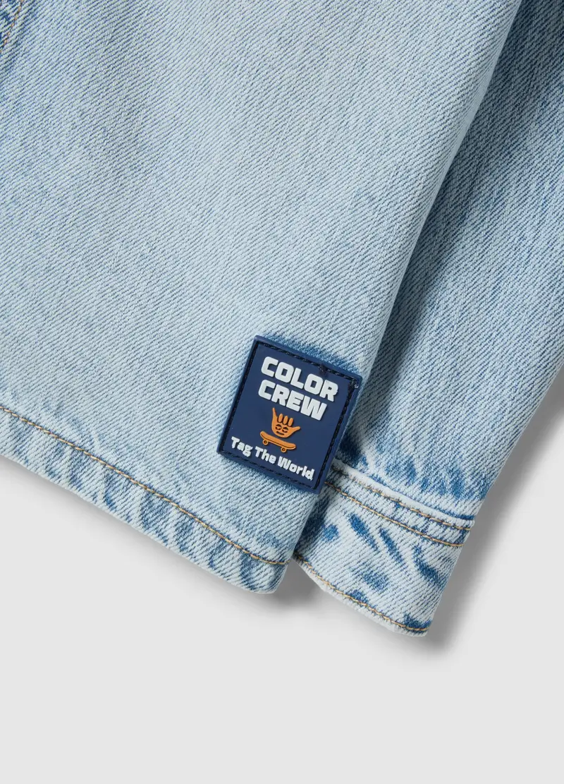 Camicia In Puro Cotone Denim Blu Regular Fit Per Bambino, Denim miniatura 3