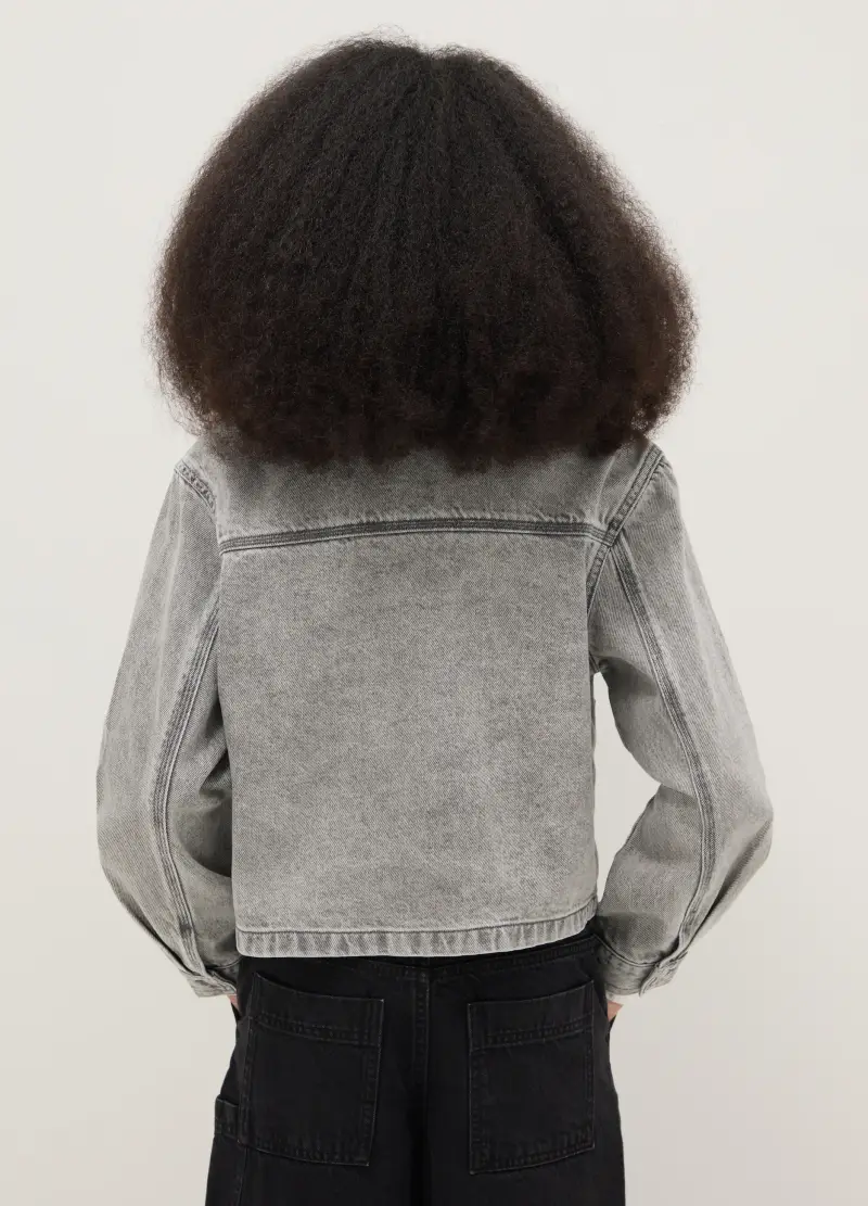 Camicia In Puro Cotone Grigia Da Ragazza Regular Fit, Bambina, Grigio miniatura 2