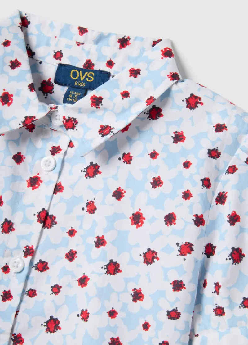 Camicia In Puro Cotone Multicolor Floreale Da Bambina Regular Fit, Multicolor miniatura 3