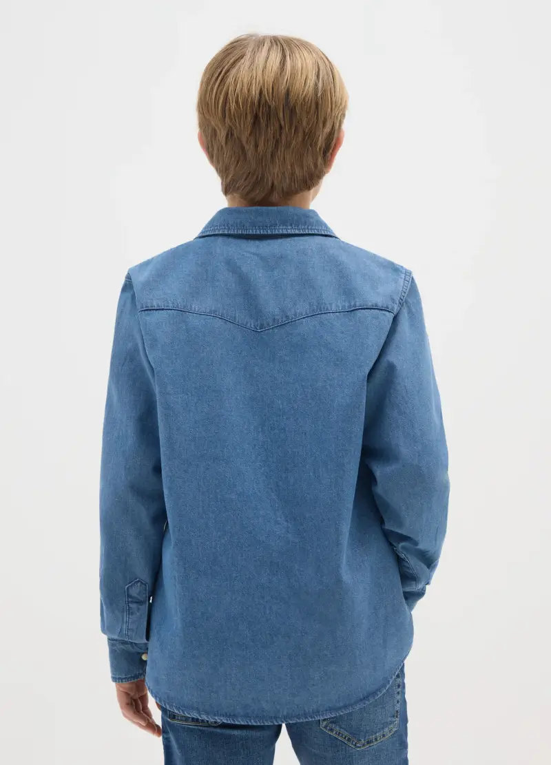 Camicia Western Reup Con Patch Colorate In Denim, Bambino, Denim miniatura 2