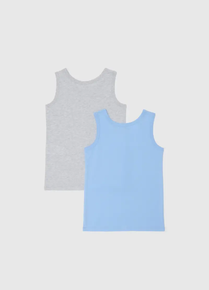 Canotta Azzurra E Grigia In Cotone, Bambino, Azzurro miniatura 2