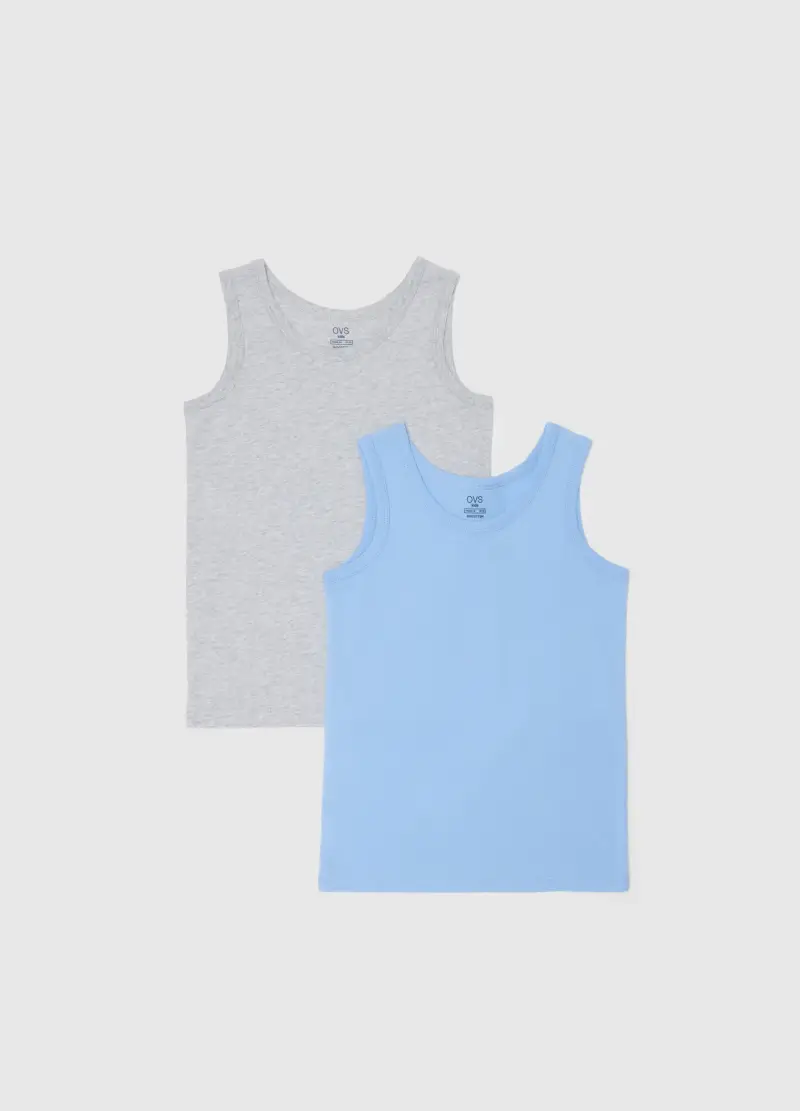 Canotta Azzurra E Grigia In Cotone, Bambino, Azzurro