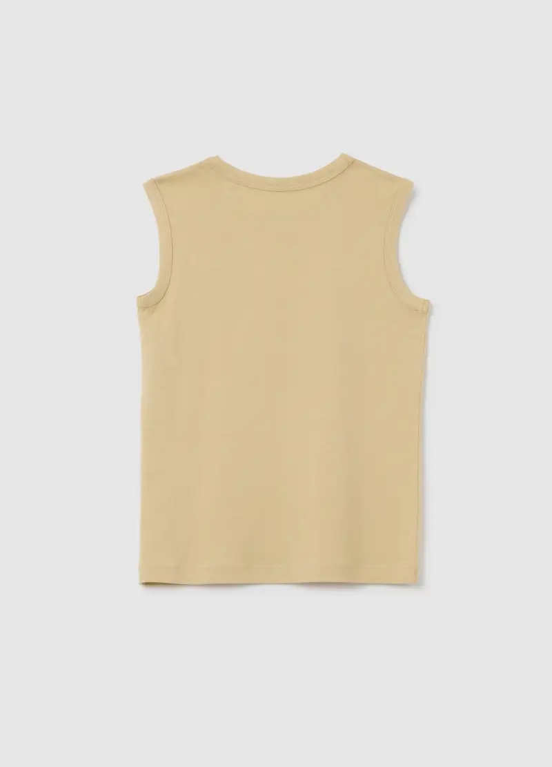 Canotta Da Bambino In Puro Cotone Beige Regular Fit, Beige miniatura 2