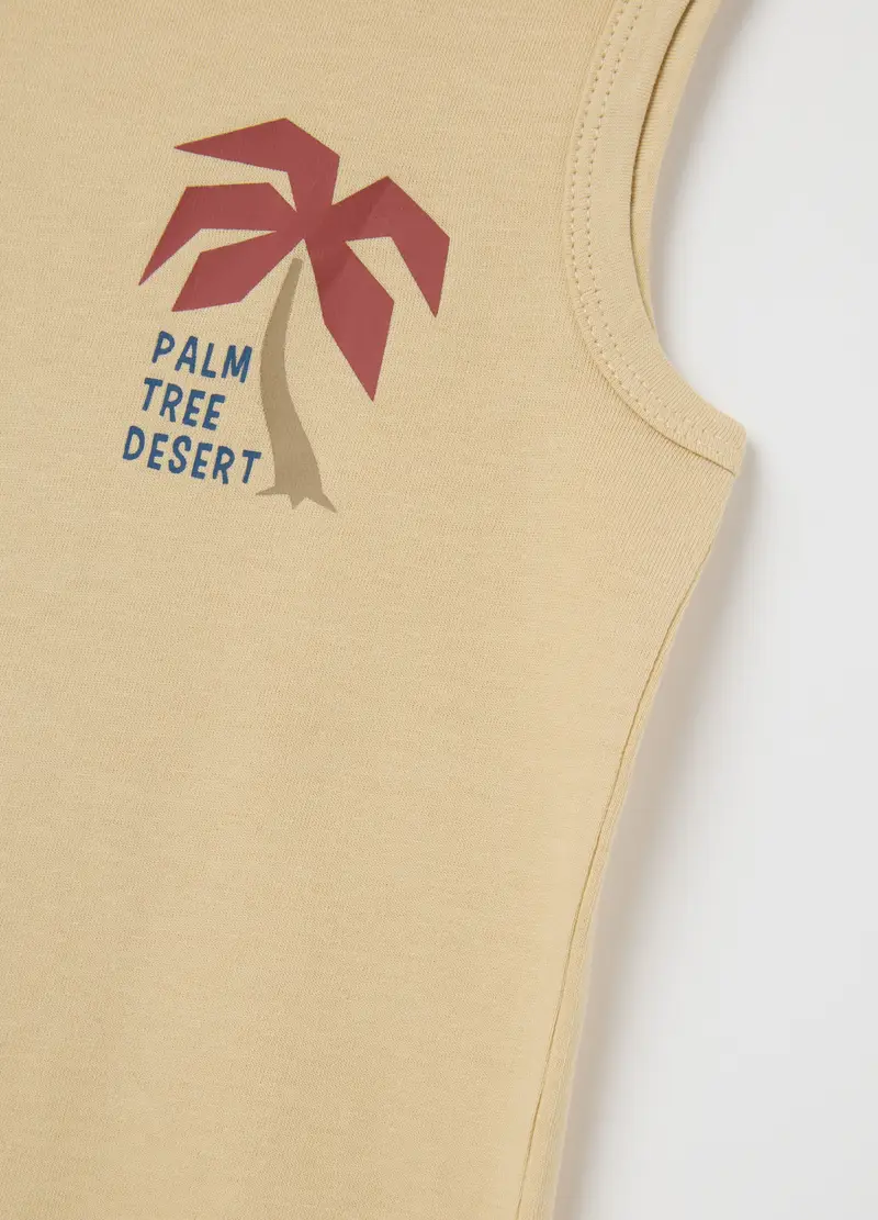 Canotta Da Bambino In Puro Cotone Beige Regular Fit, Beige miniatura 3