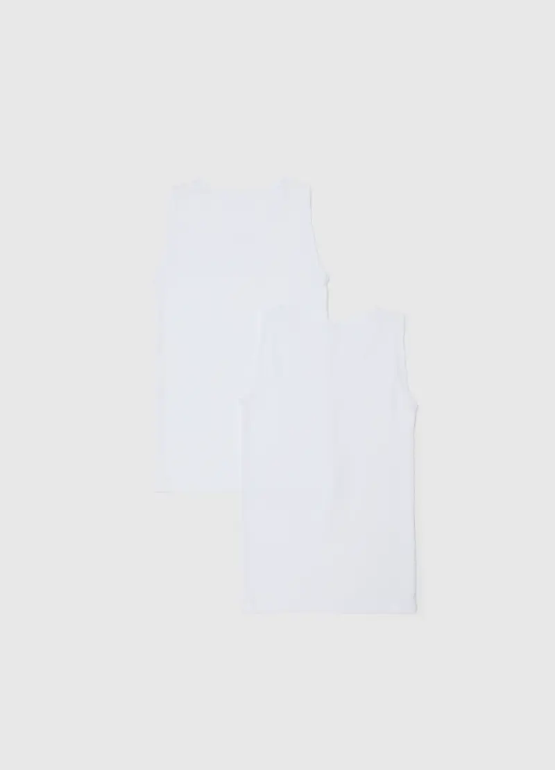 Canottiera Bianca In Cotone, Bambina, Bianco miniatura 2