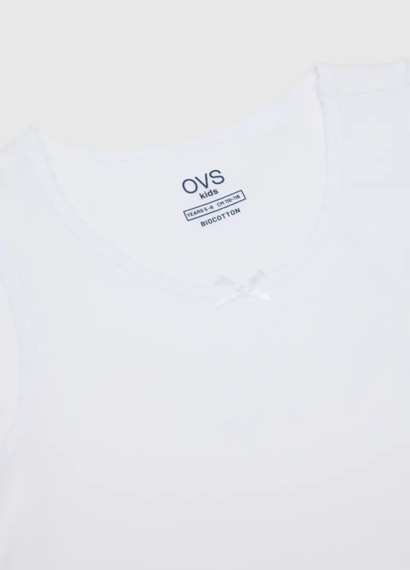 Canottiera Bianca In Cotone, Bambina, Bianco miniatura 3