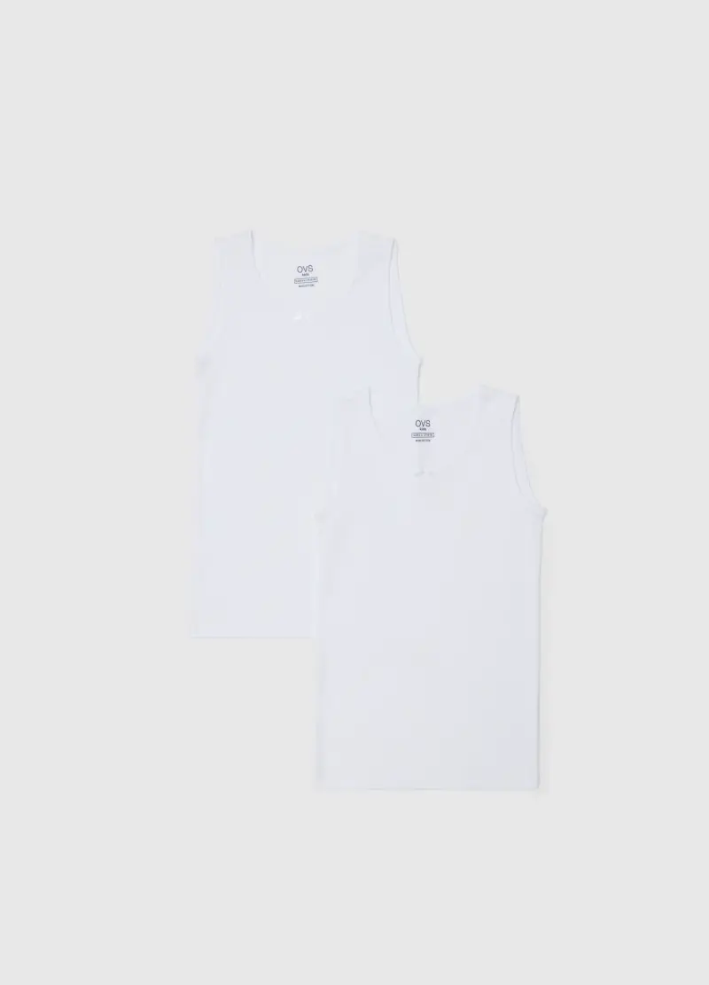 Canottiera Bianca In Cotone, Bambina, Bianco