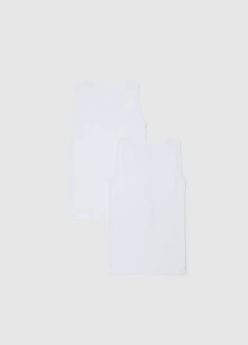 Canottiera Bianca In Cotone, Bambina, Bianco miniatura 2