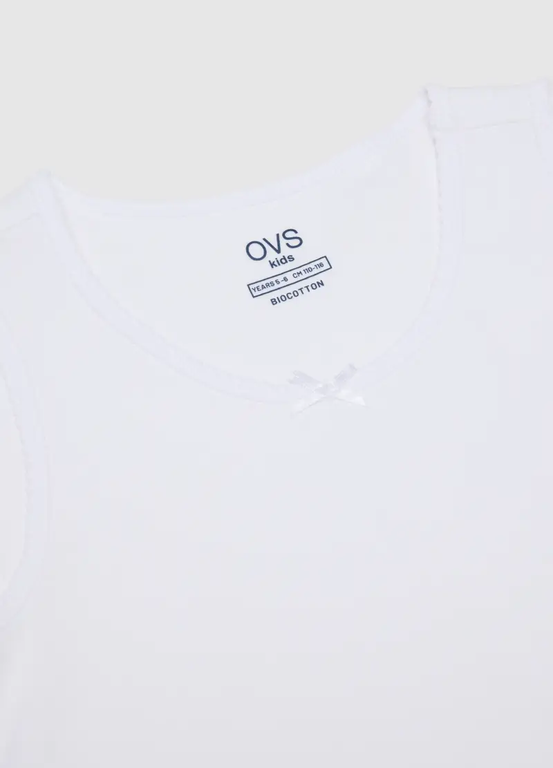 Canottiera Bianca In Cotone, Bambina, Bianco miniatura 3