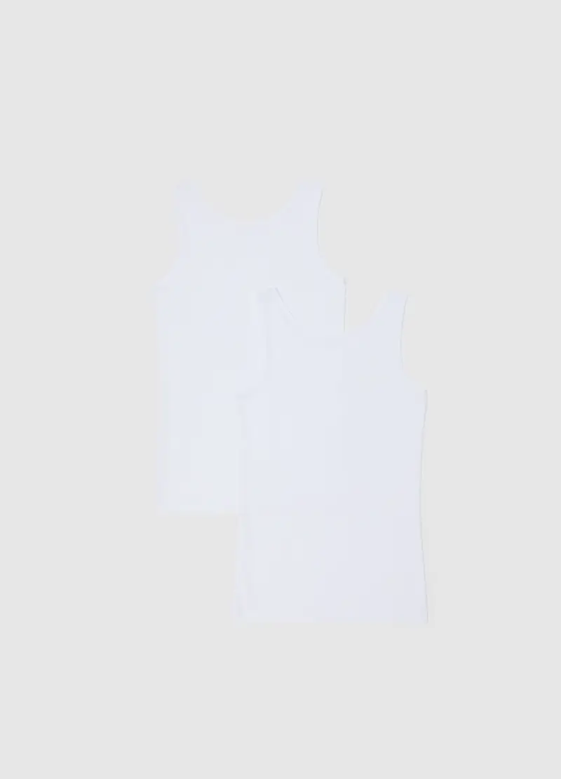 Canottiera Bianca In Cotone Per Bambina, Bianco miniatura 2